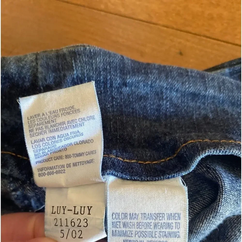 Vintage Tommy Jeans Luy Luy stretch blue high waist zip front no waist jeans XS